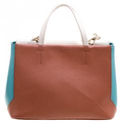 Pre Owned Furla Tri Color Leather Kelis Tote