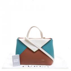 Pre Owned Furla Tri Color Leather Kelis Tote