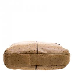 Pre Owned Furla Brown Ostrich Embossed Leather Elizabeth Hobo