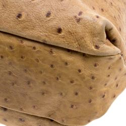 Pre Owned Furla Brown Ostrich Embossed Leather Elizabeth Hobo