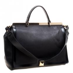Pre Owned Furla Black Leather Cortina Top Handle Bag