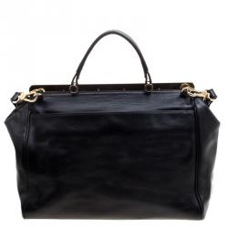 Pre Owned Furla Black Leather Cortina Top Handle Bag