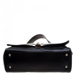 Pre Owned Furla Black Leather Cortina Top Handle Bag