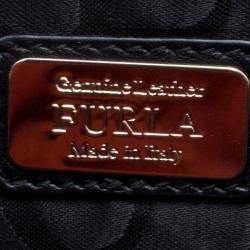 Pre Owned Furla Black Leather Cortina Top Handle Bag