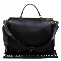 Pre Owned Furla Black Leather Cortina Top Handle Bag