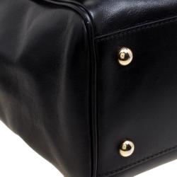 Pre Owned Furla Black Leather Cortina Top Handle Bag