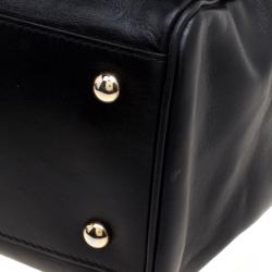 Pre Owned Furla Black Leather Cortina Top Handle Bag