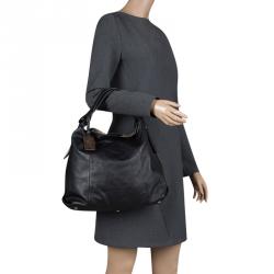 Pre Owned Furla Black Leather Elisabeth Hobo