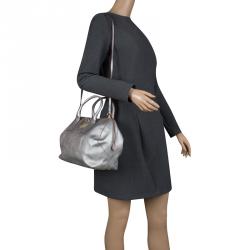 Pre Owned Furla Silver Leather Top Handle Bag