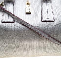 Pre Owned Furla Silver Leather Top Handle Bag