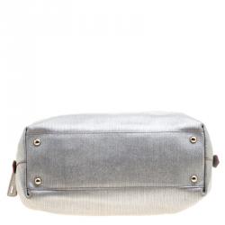 Pre Owned Furla Silver Leather Top Handle Bag