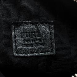 Pre Owned Furla Black Leather Chain Clutch