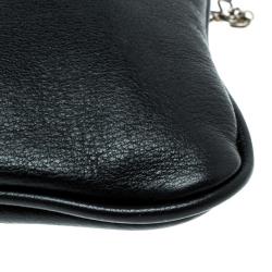 Pre Owned Furla Black Leather Chain Clutch