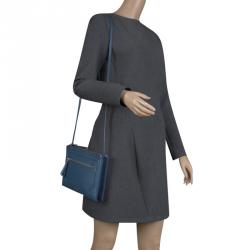 Pre Owned Furla Navy Blue Leather Crossbody Bag