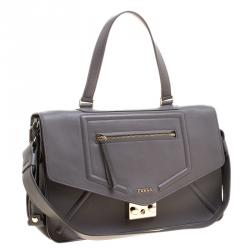Pre Owned Furla Grey Leather Alice Top Handle Bag