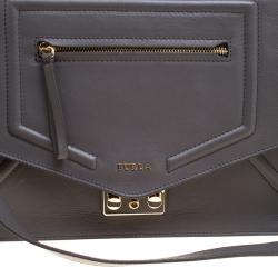 Pre Owned Furla Grey Leather Alice Top Handle Bag