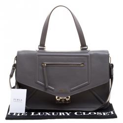 Pre Owned Furla Grey Leather Alice Top Handle Bag