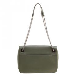 Pre Owned Furla Olive Green Leather Diana Shoulder Bag