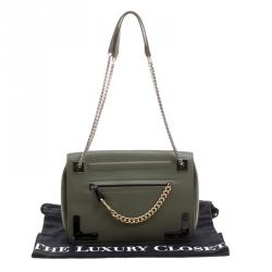 Pre Owned Furla Olive Green Leather Diana Shoulder Bag