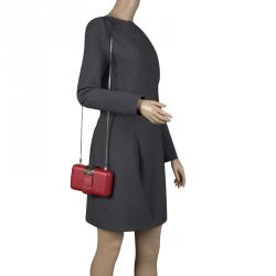 Pre Owned Furla Red Leather Opera Chain Clutch