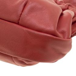 Pre Owned Furla Red Leather Ruffle Clutch