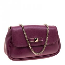 Pre Owned Furla Fuchsia Leather Chain Crossbody Bag