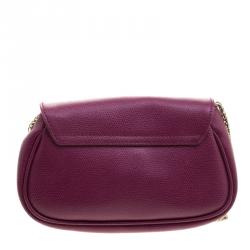 Pre Owned Furla Fuchsia Leather Chain Crossbody Bag