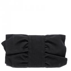 Pre Owned Furla Black Fabric Bow Clutch