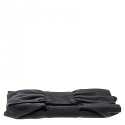 Pre Owned Furla Black Fabric Bow Clutch