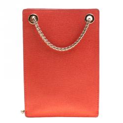 Pre Owned حقيبة هاتف فورلا بابيلون جلد برتقالي