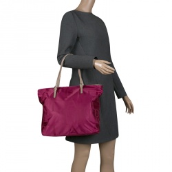 Pre Owned Furla Burgundy Nylon Shopper Tote
