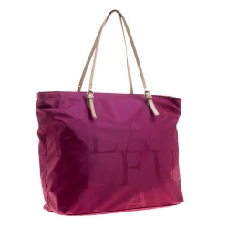 Pre Owned Furla Burgundy Nylon Shopper Tote