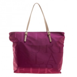Pre Owned Furla Burgundy Nylon Shopper Tote