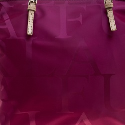 Pre Owned Furla Burgundy Nylon Shopper Tote