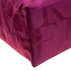 Pre Owned Furla Burgundy Nylon Shopper Tote