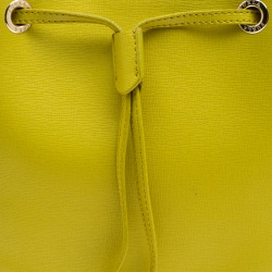 Pre Owned Furla Yellow Green Leather Stacy Drawstring Bucket Bag