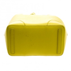 Pre Owned Furla Yellow Green Leather Stacy Drawstring Bucket Bag