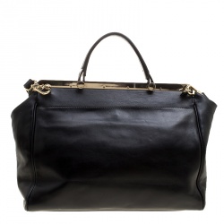 Pre Owned Furla Black/Blue Leather Cortina Top Handle Bag