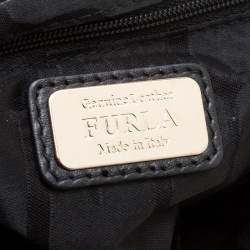 Pre Owned Furla Black/Blue Leather Cortina Top Handle Bag