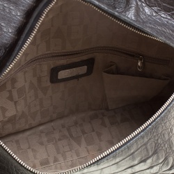 Pre Owned Furla Black Croc Embossed Leather Large Piper Dome Satchel