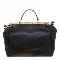 Pre Owned Furla Black/Red Leather Cortina Top Handle Bag