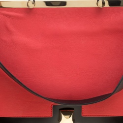 Pre Owned Furla Black/Red Leather Cortina Top Handle Bag