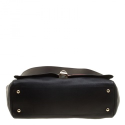 Pre Owned Furla Black/Red Leather Cortina Top Handle Bag