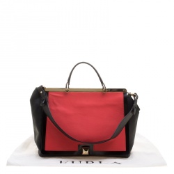 Pre Owned Furla Black/Red Leather Cortina Top Handle Bag