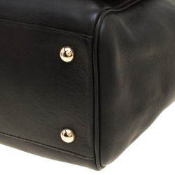 Pre Owned Furla Black/Red Leather Cortina Top Handle Bag