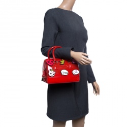Pre Owned Furla Red Glossy Rubber Applique Candy Cookie Mini Satchel 