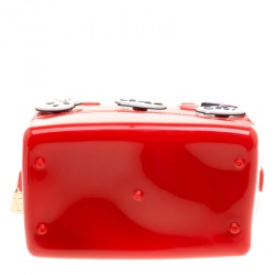 Pre Owned Furla Red Glossy Rubber Applique Candy Cookie Mini Satchel 