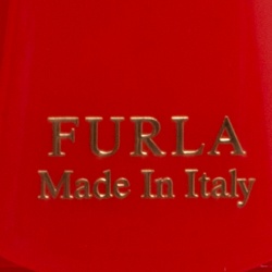 Pre Owned Furla Red Glossy Rubber Applique Candy Cookie Mini Satchel 
