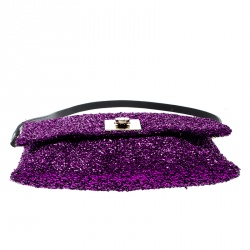 Pre Owned Furla Purple Textured Fabric Shoulder Bag