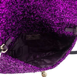 Pre Owned Furla Purple Textured Fabric Shoulder Bag